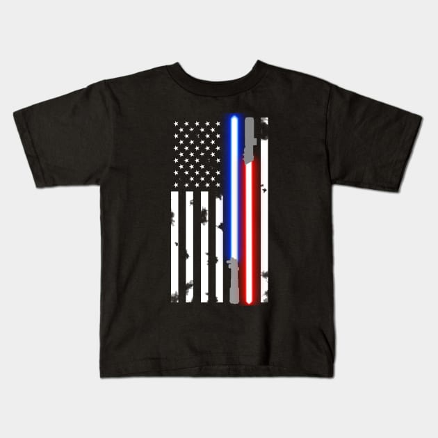 saber American flag Kids T-Shirt by turborx